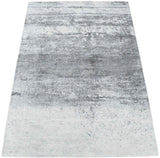 5x7.6 Rug, Abstract Ivory and Gray Rug made with Viscose Art Silk-Area Rug-Parc Decor
