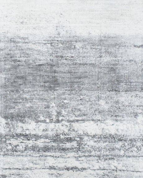 5x7.6 Rug, Abstract Ivory and Gray Rug made with Viscose Art Silk-Area Rug-Parc Decor