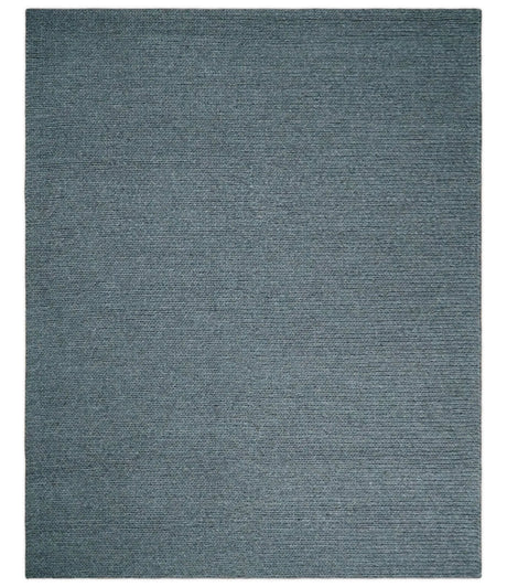 5x8 and 8x10 Braided Wool Solid Gray Hand Woven Soft Plush Area Rug