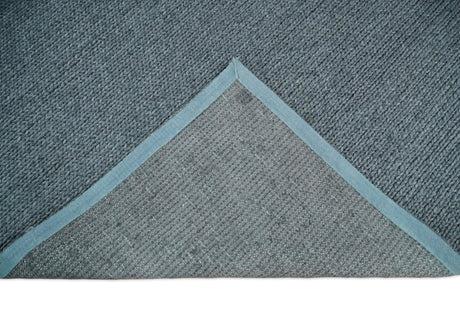 5x8 and 8x10 Braided Wool Solid Gray Hand Woven Soft Plush Area Rug