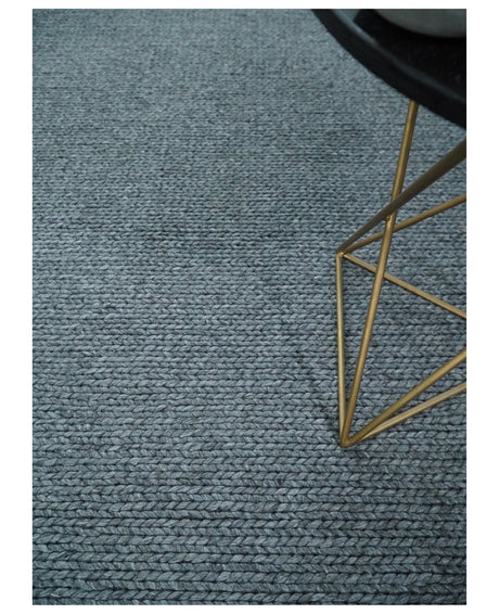 5x8 and 8x10 Braided Wool Solid Gray Hand Woven Soft Plush Area Rug