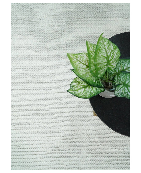5x8 and 8x10 Braided Wool Solid White Hand Woven Soft Plush Area Rug