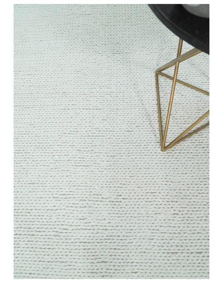 5x8 and 8x10 Braided Wool Solid White Hand Woven Soft Plush Area Rug