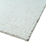 5x8 and 8x10 Braided Wool Solid White Hand Woven Soft Plush Area Rug