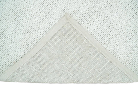 5x8 and 8x10 Braided Wool Solid White Hand Woven Soft Plush Area Rug