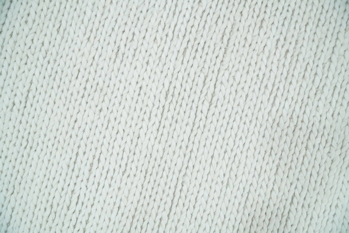 5x8 and 8x10 Braided Wool Solid White Hand Woven Soft Plush Area Rug