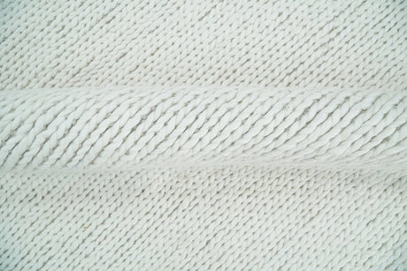 5x8 and 8x10 Braided Wool Solid White Hand Woven Soft Plush Area Rug