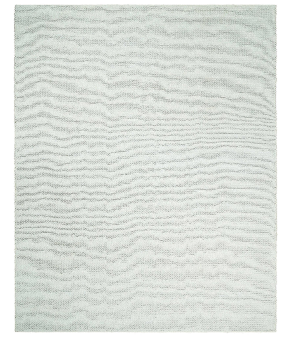 5x8 and 8x10 Braided Wool Solid White Hand Woven Soft Plush Area Rug