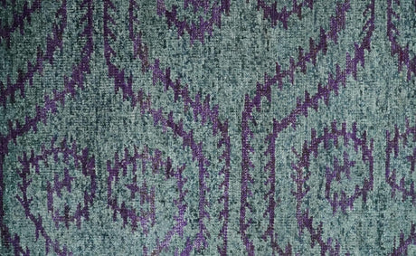5x8 and 8x10 Hand Knotted Blue, Gray and Purple Modern Contemporary Southwestern Tribal Recycled Silk Area Rug