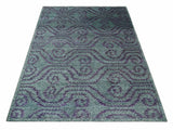 5x8 and 8x10 Hand Knotted Blue, Gray and Purple Modern Contemporary Southwestern Tribal Recycled Silk Area Rug