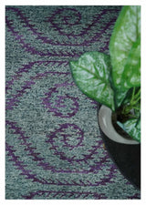 5x8 and 8x10 Hand Knotted Blue, Gray and Purple Modern Contemporary Southwestern Tribal Recycled Silk Area Rug