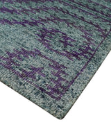 5x8 and 8x10 Hand Knotted Blue, Gray and Purple Modern Contemporary Southwestern Tribal Recycled Silk Area Rug