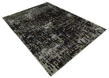 5x8 and 9x12 Hand Knotted Silver, Charcoal and Brown Modern Abstract Recycled Silk Area Rug