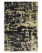 5x8 and 9x12 Hand Knotted Silver, Charcoal and Brown Modern Abstract Recycled Silk Area Rug