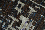 5x8 and 9x12 Hand Knotted Silver, Charcoal and Brown Modern Abstract Recycled Silk Area Rug