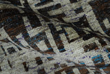 5x8 and 9x12 Hand Knotted Silver, Charcoal and Brown Modern Abstract Recycled Silk Area Rug