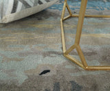 5x8 Blue and Brown Abstract Handmade Wool and Art Silk Area Rug-Area Rug-Parc Decor