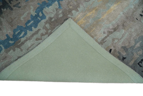 5x8 Blue and Gray Modern Abstract Hand Tufted Wool and Art Silk Area Rug