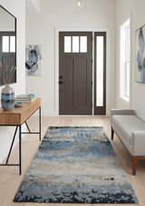 5x8 Blue and Gray Modern Abstract Hand Tufted Wool and Art Silk Area Rug