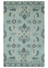 5x8 Blue, Silver and Charcoal Traditional Mamluk Design Hand Knotted wool Area Rug