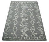 5x8 Gray and White Tribal Hand Hooked Textured Loop Area Rug | TRIB1-Area Rug-Parc Decor