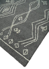 5x8 Gray and White Tribal Hand Hooked Textured Loop Area Rug | TRIB1-Area Rug-Parc Decor