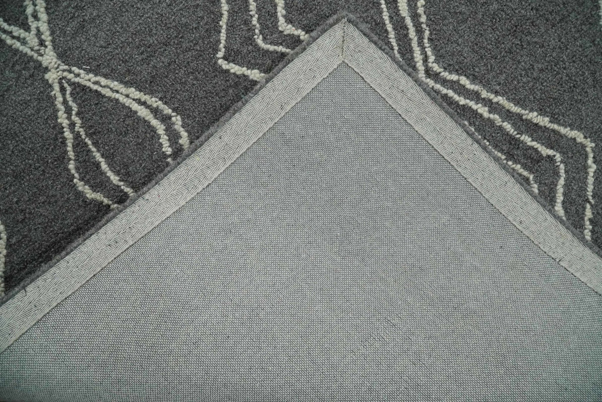 5x8 Gray and White Tribal Hand Hooked Textured Loop Area Rug | TRIB1-Area Rug-Parc Decor