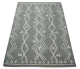 5x8 Gray and White Tribal Hand Tufted Textured Loop Area Rug