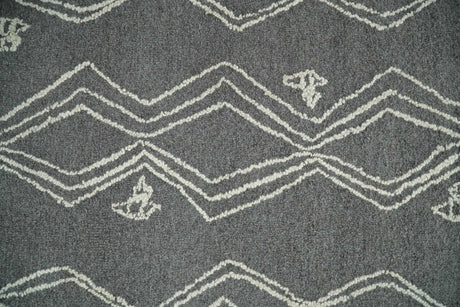 5x8 Gray and White Tribal Hand Tufted Textured Loop Area Rug
