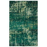 5x8 Green and Olive Hand Knotted Modern Abstract Contemporary Recycled Silk Rug