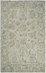 5x8 Hand Hooked Beige and Silver Wool Textured Loop Area Rug | GAR2-Area Rug-Parc Decor