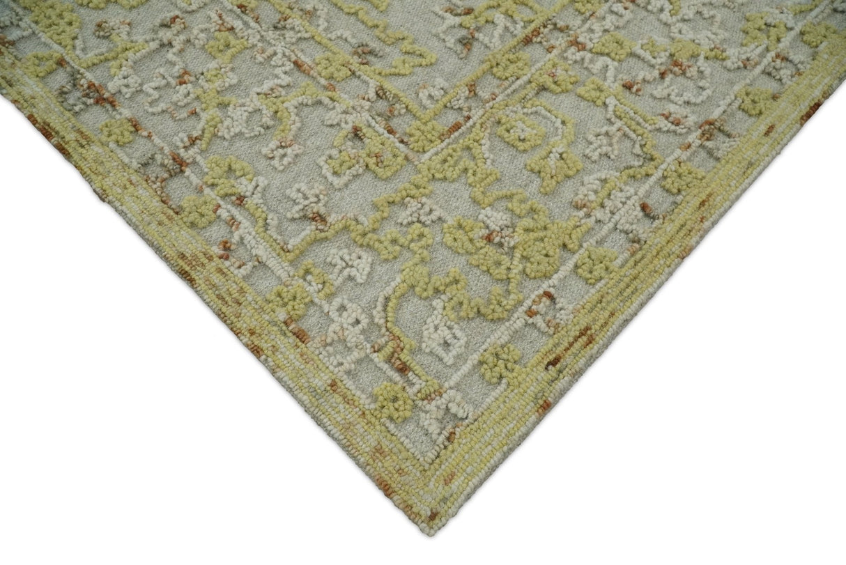 5x8 Hand Hooked Yellow and Ivory Wool Textured Loop Area Rug | GAR6-Area Rug-Parc Decor