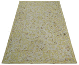 5x8 Hand Hooked Yellow and Ivory Wool Textured Loop Area Rug | GAR6-Area Rug-Parc Decor
