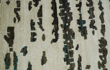 5x8 Hand Knotted Beige and Brown Modern Abstract Recycled Silk Area Rug