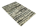 5x8 Hand Knotted Beige and Brown Modern Abstract Recycled Silk Area Rug