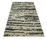 5x8 Hand Knotted Beige and Brown Modern Abstract Recycled Silk Area Rug