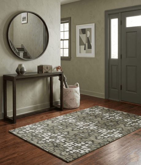 5x8 Hand Knotted Beige and Ivory Modern Contemporary Recycled Silk Area Rug