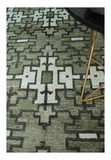 5x8 Hand Knotted Beige and Ivory Modern Contemporary Recycled Silk Area Rug