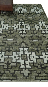 5x8 Hand Knotted Beige and Ivory Modern Contemporary Recycled Silk Area Rug