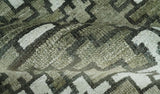 5x8 Hand Knotted Beige and Ivory Modern Contemporary Recycled Silk Area Rug