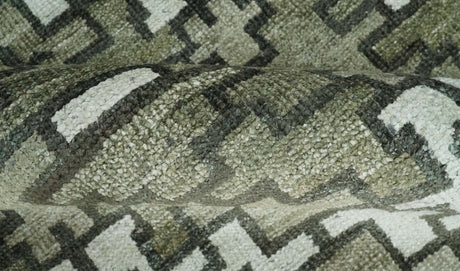5x8 Hand Knotted Beige and Ivory Modern Contemporary Recycled Silk Area Rug