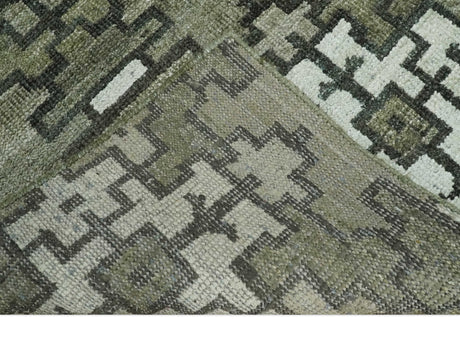 5x8 Hand Knotted Beige and Ivory Modern Contemporary Recycled Silk Area Rug