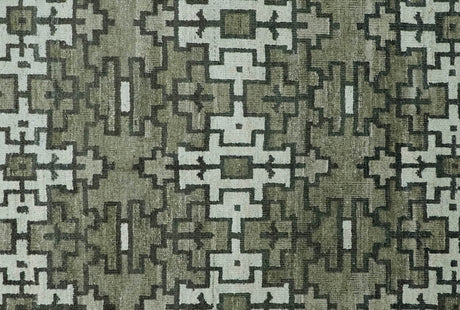 5x8 Hand Knotted Beige and Ivory Modern Contemporary Recycled Silk Area Rug