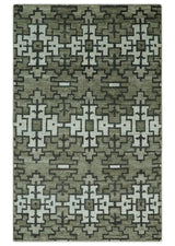5x8 Hand Knotted Beige and Ivory Modern Contemporary Recycled Silk Area Rug