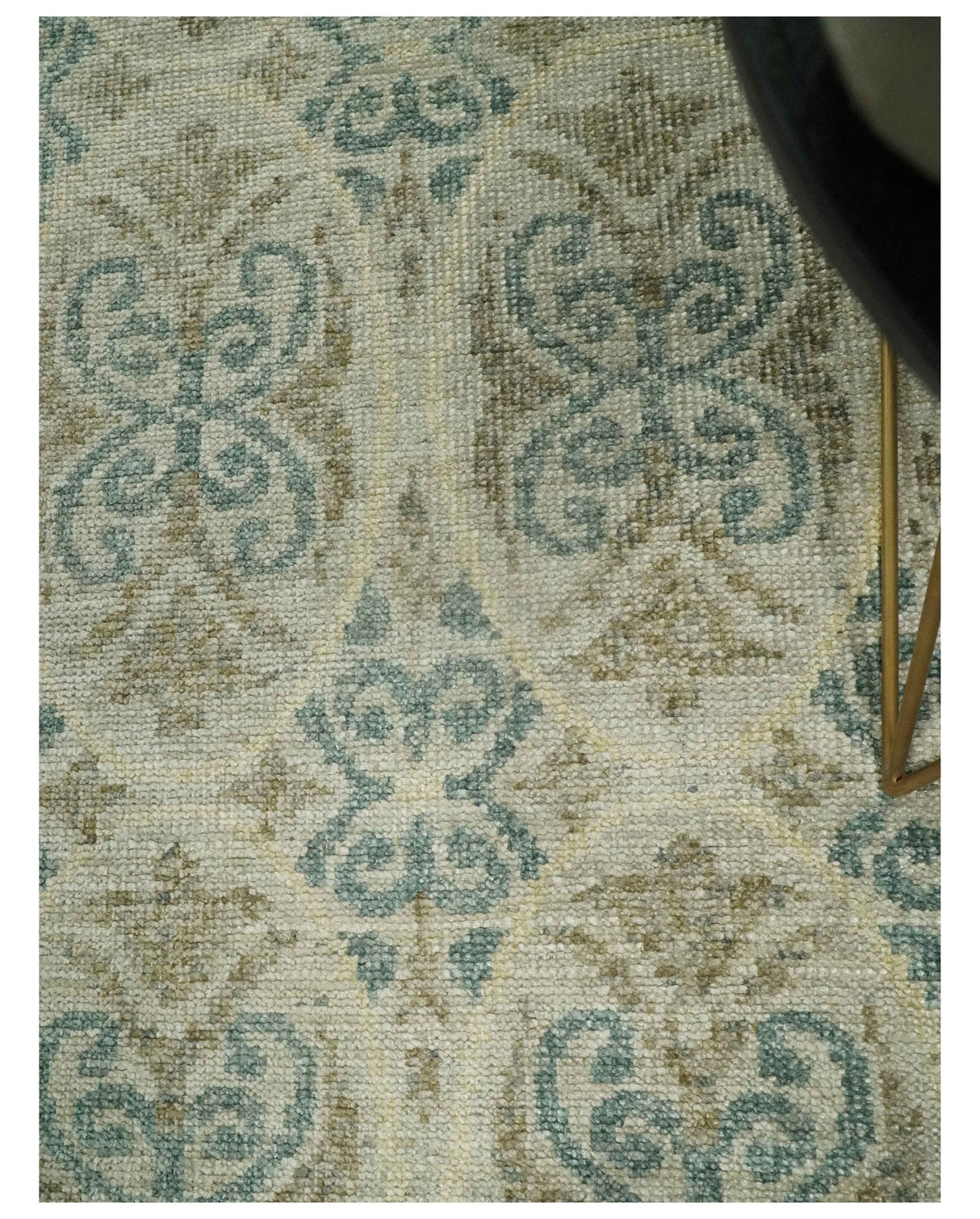 5x8 Hand Knotted Beige, Blue and Camel Modern Contemporary Bamboo Silk Area Rug