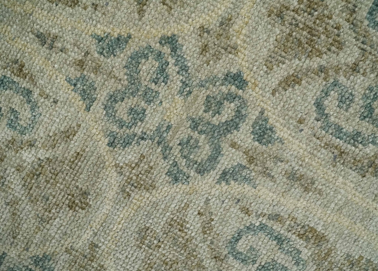 5x8 Hand Knotted Beige, Blue and Camel Modern Contemporary Bamboo Silk Area Rug