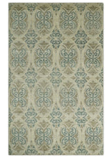 5x8 Hand Knotted Beige, Blue and Camel Modern Contemporary Bamboo Silk Area Rug