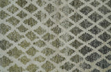 5x8 Hand Knotted Beige, Charcoal and Olive Modern Geometric Recycled Silk Area Rug