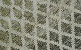 5x8 Hand Knotted Beige, Charcoal and Olive Modern Geometric Recycled Silk Area Rug