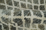 5x8 Hand Knotted Beige, Charcoal and Olive Modern Geometric Recycled Silk Area Rug